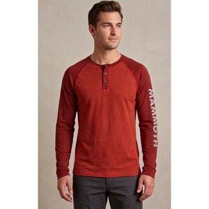 JAMES PERSE Y/OSEMITE Mammoth Long Sleeve Henley Size: 2 Medium Red Orange